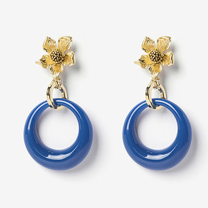 blue hole Retro flower vintage earring 