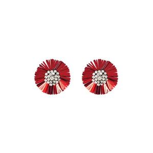 Mirabo vintage sequin flower earrings-Red
