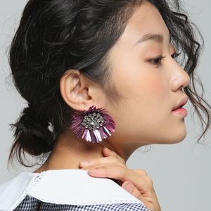 Mirabo vintage sequin flower earrings-taffy pink