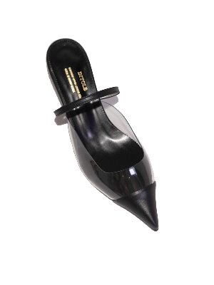 nick Black calf leather pointed toe mule