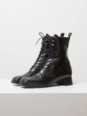 ws192033007- Lace up Retro wani boots Black