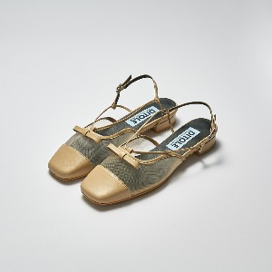 DITOLE leather ribbon See-Through SUMMER slingback shoes Beige 디토레 가죽리본 시스루망사 슬링백 베이지 여름구두 플랫슈즈