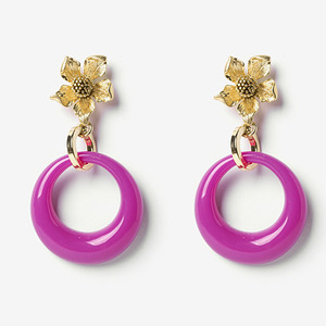 Pink hole Retro flower vintage earring 