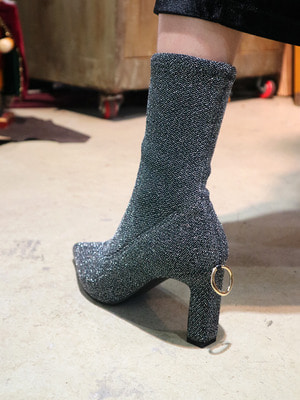 glittered stretch-knit sock boots