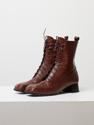 ws192033007- Lace up Retro wani boots Brown